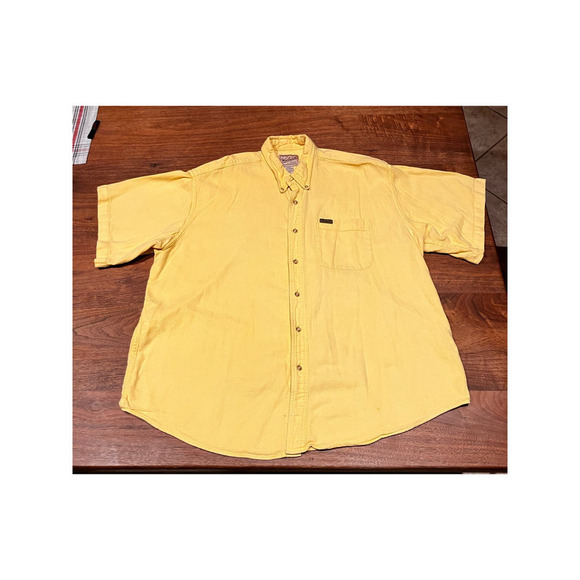 Woolrich Shirt Men's 2XL Yellow Button Short Sleeve Flannel Outdoor VTG Y2K - Picture 1 of 10